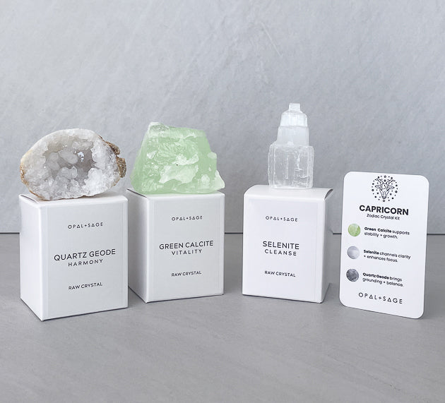 Capricorn Zodiac Crystal Set – Opal and Sage